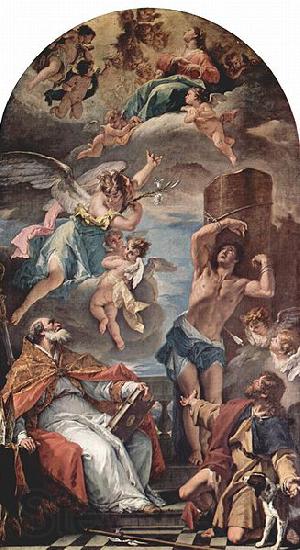 Sebastiano Ricci Maria in Gloria mit Erzengel Gabriel und Hl. Eusebius, Hl. Sebastian und Hl. Rochus Norge oil painting art
